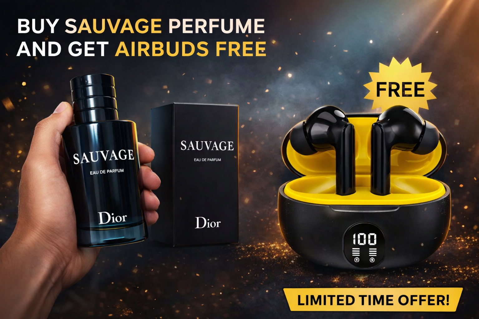 Sauvage Perfume 100ML + ENC Airbuds free